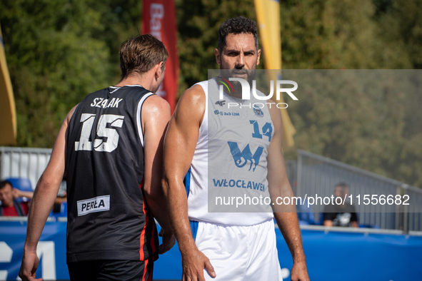 Pawel Pawlowski participates in the LOTTO 3x3 League basketball game in Sosnowiec, Poland, on September 7, 2024. The Lotto 3x3 Liga tourname...