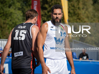 Pawel Pawlowski participates in the LOTTO 3x3 League basketball game in Sosnowiec, Poland, on September 7, 2024. The Lotto 3x3 Liga tourname...