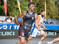 Marcel Skiba participates in the LOTTO 3x3 League basketball game in Sosnowiec, Poland, on September 7, 2024. The Lotto 3x3 Liga tournament...