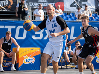 Marcin Zarzeczny participates in the LOTTO 3x3 League basketball game in Sosnowiec, Poland, on September 7, 2024. The Lotto 3x3 Liga tournam...