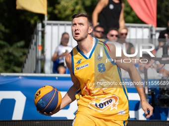 Przemyslaw Zamojski participates in the LOTTO 3x3 League basketball game in Sosnowiec, Poland, on September 7, 2024. The Lotto 3x3 Liga tour...