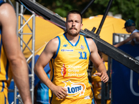 Grzegorz Kaminski participates in the LOTTO 3x3 League basketball game in Sosnowiec, Poland, on September 7, 2024. The Lotto 3x3 Liga tourna...