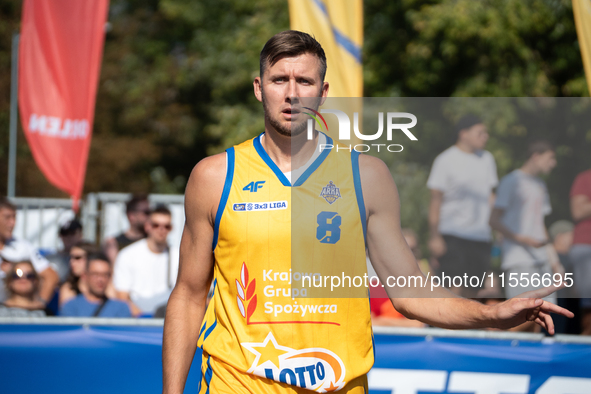 Przemyslaw Zamojski participates in the LOTTO 3x3 League basketball game in Sosnowiec, Poland, on September 7, 2024. The Lotto 3x3 Liga tour...