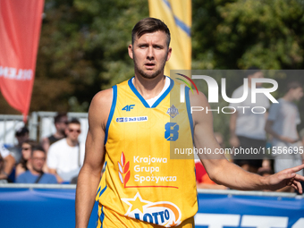 Przemyslaw Zamojski participates in the LOTTO 3x3 League basketball game in Sosnowiec, Poland, on September 7, 2024. The Lotto 3x3 Liga tour...