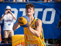 Mateusz Stawiak participates in the LOTTO 3x3 League basketball game in Sosnowiec, Poland, on September 7, 2024. The Lotto 3x3 Liga tourname...