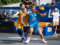 Mateusz Zebrok participates in the LOTTO 3x3 League basketball game in Sosnowiec, Poland, on September 7, 2024. The Lotto 3x3 Liga tournamen...