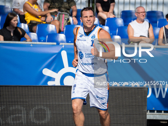 Wojciech Leszczynski participates in the LOTTO 3x3 League basketball game in Sosnowiec, Poland, on September 7, 2024. The Lotto 3x3 Liga tou...