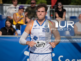 Maksymilian Szefler participates in the LOTTO 3x3 League basketball game in Sosnowiec, Poland, on September 7, 2024. The Lotto 3x3 Liga tour...