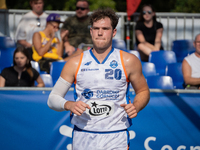 Maksymilian Szefler participates in the LOTTO 3x3 League basketball game in Sosnowiec, Poland, on September 7, 2024. The Lotto 3x3 Liga tour...