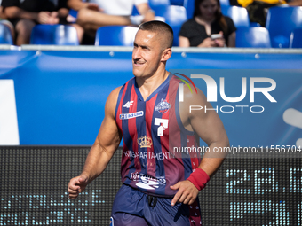 Piotr Dabrowski participates in the LOTTO 3x3 League basketball game in Sosnowiec, Poland, on September 7, 2024. The Lotto 3x3 Liga tourname...