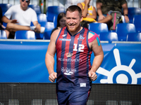 Patryk Andres participates in the LOTTO 3x3 League basketball game in Sosnowiec, Poland, on September 7, 2024. The Lotto 3x3 Liga tournament...