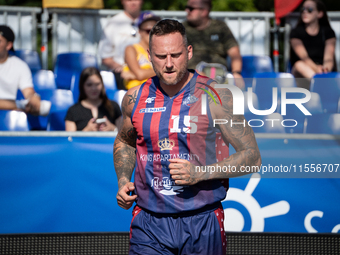 Maciej Adamkiewicz participates in the LOTTO 3x3 League basketball game in Sosnowiec, Poland, on September 7, 2024. The Lotto 3x3 Liga tourn...