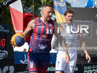 Maciej Adamkiewicz participates in the LOTTO 3x3 League basketball game in Sosnowiec, Poland, on September 7, 2024. The Lotto 3x3 Liga tourn...