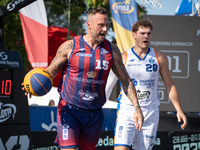 Maciej Adamkiewicz participates in the LOTTO 3x3 League basketball game in Sosnowiec, Poland, on September 7, 2024. The Lotto 3x3 Liga tourn...