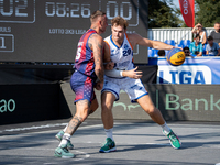 Maksymilian Szefler participates in the LOTTO 3x3 League basketball game in Sosnowiec, Poland, on September 7, 2024. The Lotto 3x3 Liga tour...