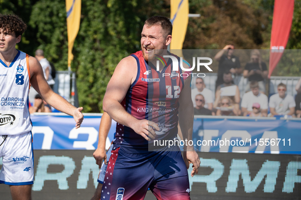 Patryk Andres participates in the LOTTO 3x3 League basketball game in Sosnowiec, Poland, on September 7, 2024. The Lotto 3x3 Liga tournament...