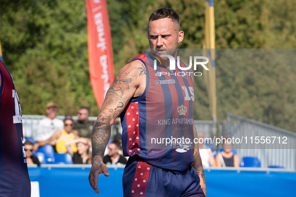 Maciej Adamkiewicz participates in the LOTTO 3x3 League basketball game in Sosnowiec, Poland, on September 7, 2024. The Lotto 3x3 Liga tourn...