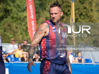 Maciej Adamkiewicz participates in the LOTTO 3x3 League basketball game in Sosnowiec, Poland, on September 7, 2024. The Lotto 3x3 Liga tourn...