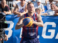 Maciej Adamkiewicz participates in the LOTTO 3x3 League basketball game in Sosnowiec, Poland, on September 7, 2024. The Lotto 3x3 Liga tourn...