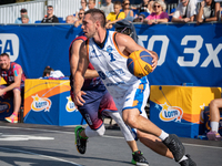 Wojciech Leszczynski participates in the LOTTO 3x3 League basketball game in Sosnowiec, Poland, on September 7, 2024. The Lotto 3x3 Liga tou...