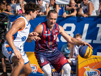 Marcin Biranowski participates in the LOTTO 3x3 League basketball game in Sosnowiec, Poland, on September 7, 2024. The Lotto 3x3 Liga tourna...