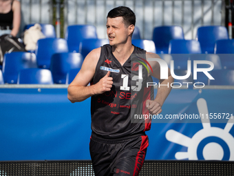 Patryk Przyborowski participates in the LOTTO 3x3 League basketball game in Sosnowiec, Poland, on September 7, 2024. The Lotto 3x3 Liga tour...