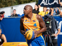 Michael Hicks participates in the LOTTO 3x3 League basketball game in Sosnowiec, Poland, on September 7, 2024. Lotto 3x3 Liga tournament mat...