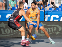 DeAnte Barnes participates in the LOTTO 3x3 League basketball game in Sosnowiec, Poland, on September 7, 2024. The Lotto 3x3 Liga tournament...