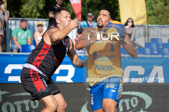 DeAnte Barnes participates in the LOTTO 3x3 League basketball game in Sosnowiec, Poland, on September 7, 2024. The Lotto 3x3 Liga tournament...