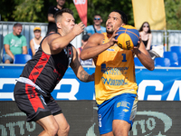 DeAnte Barnes participates in the LOTTO 3x3 League basketball game in Sosnowiec, Poland, on September 7, 2024. The Lotto 3x3 Liga tournament...