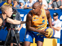 Michael Hicks participates in the LOTTO 3x3 League basketball game in Sosnowiec, Poland, on September 7, 2024. Lotto 3x3 Liga tournament mat...