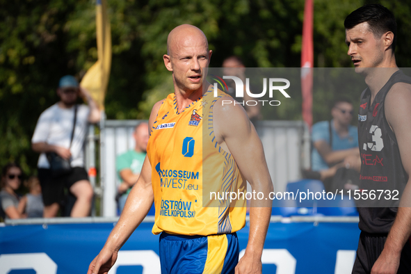 Jakub Borowski participates in the LOTTO 3x3 League basketball game in Sosnowiec, Poland, on September 7, 2024. The Lotto 3x3 Liga tournamen...