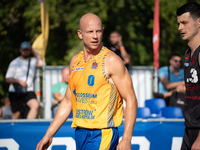 Jakub Borowski participates in the LOTTO 3x3 League basketball game in Sosnowiec, Poland, on September 7, 2024. The Lotto 3x3 Liga tournamen...