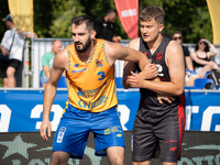 Piotr Karpacz participates in the LOTTO 3x3 League basketball game in Sosnowiec, Poland, on September 7, 2024. The Lotto 3x3 Liga tournament...