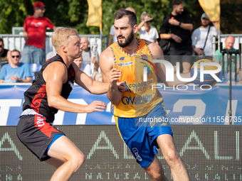 Piotr Karpacz participates in the LOTTO 3x3 League basketball game in Sosnowiec, Poland, on September 7, 2024. The Lotto 3x3 Liga tournament...