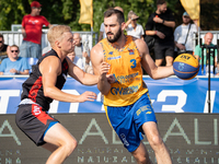 Piotr Karpacz participates in the LOTTO 3x3 League basketball game in Sosnowiec, Poland, on September 7, 2024. The Lotto 3x3 Liga tournament...