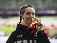 Martina Caironi of Italy wins a gold medal in the Women's 100m - T63 Final at Stade de France during the Paris 2024 Paralympic Games in Pari...