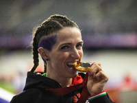 Martina Caironi of Italy wins a gold medal in the Women's 100m - T63 Final at Stade de France during the Paris 2024 Paralympic Games in Pari...