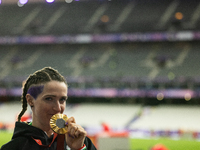 Martina Caironi of Italy wins a gold medal in the Women's 100m - T63 Final at Stade de France during the Paris 2024 Paralympic Games in Pari...