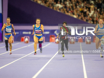 Monica Contraffato (L) of Italy, Ambra Sabatini of Italy, Karisma Tiarani (CR) of Indonesia, and Martina Caironi (R) of Italy compete in the...