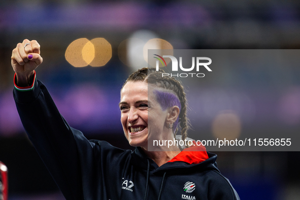 Martina Caironi of Italy wins a gold medal in the Women's 100m - T63 Final at Stade de France during the Paris 2024 Paralympic Games in Pari...