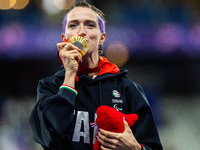 Martina Caironi of Italy wins a gold medal in the Women's 100m - T63 Final at Stade de France during the Paris 2024 Paralympic Games in Pari...