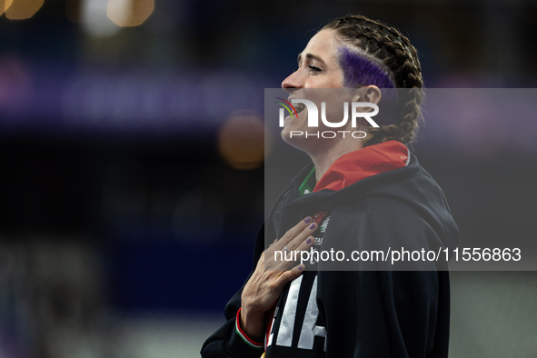 Martina Caironi of Italy wins a gold medal in the Women's 100m - T63 Final at Stade de France during the Paris 2024 Paralympic Games in Pari...