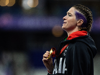 Martina Caironi of Italy wins a gold medal in the Women's 100m - T63 Final at Stade de France during the Paris 2024 Paralympic Games in Pari...