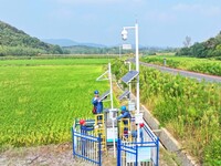 Workers carry out an overhaul of intelligent agricultural monitoring equipment in Chuzhou, China, on September 7, 2024. (