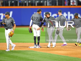 The New York Mets celebrate after their 4-0 win against the Cincinnati Reds at Citi Field in Corona, New York, on September 7, 2024. (