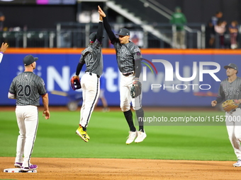 The New York Mets celebrate after their 4-0 win against the Cincinnati Reds at Citi Field in Corona, New York, on September 7, 2024. (