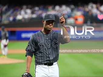 New York Mets starting pitcher Jose Quintana #62 leaves the game during the seventh inning of the baseball game against the Cincinnati Reds...