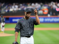 New York Mets starting pitcher Jose Quintana #62 leaves the game during the seventh inning of the baseball game against the Cincinnati Reds...