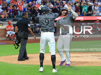 Pete Alonso #20 of the New York Mets scores during the sixth inning of the baseball game against the Cincinnati Reds at Citi Field in Corona...